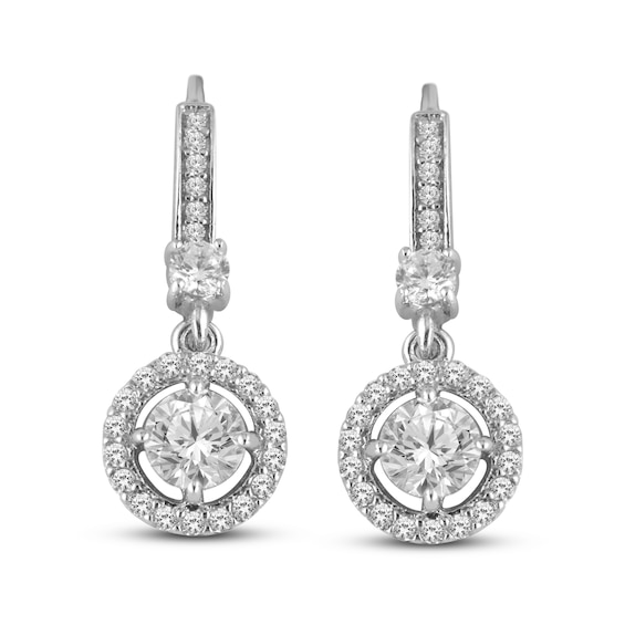 White Lab-Created Sapphire Drop Earrings Sterling Silver