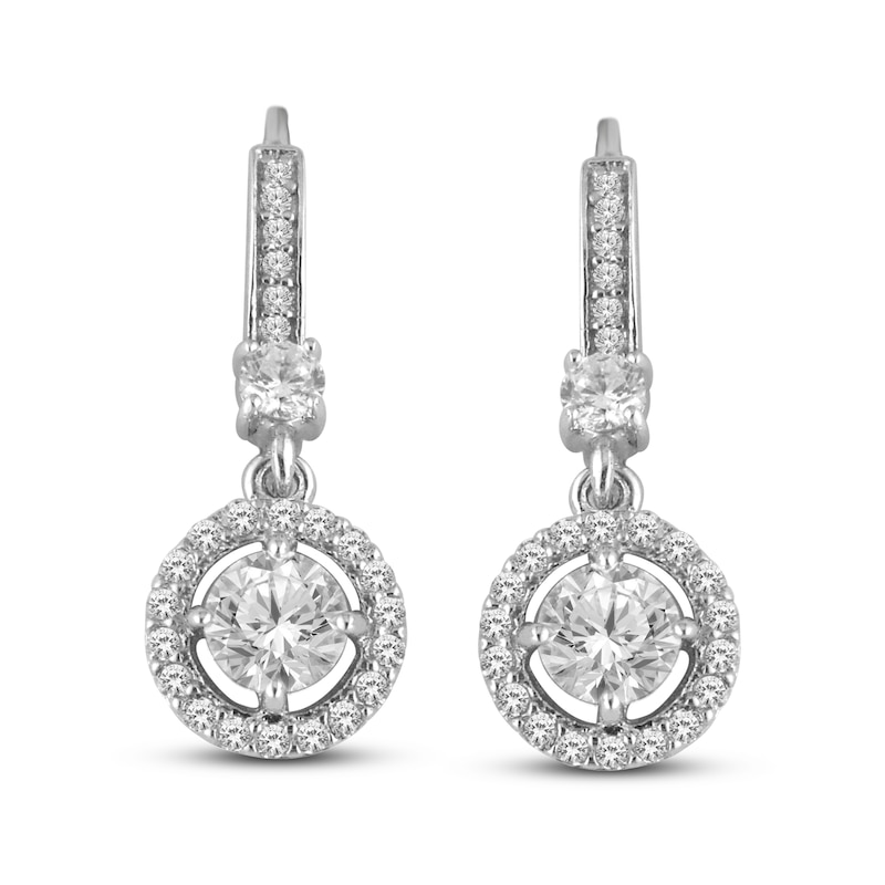 Main Image 1 of White Lab-Created Sapphire Drop Earrings Sterling Silver