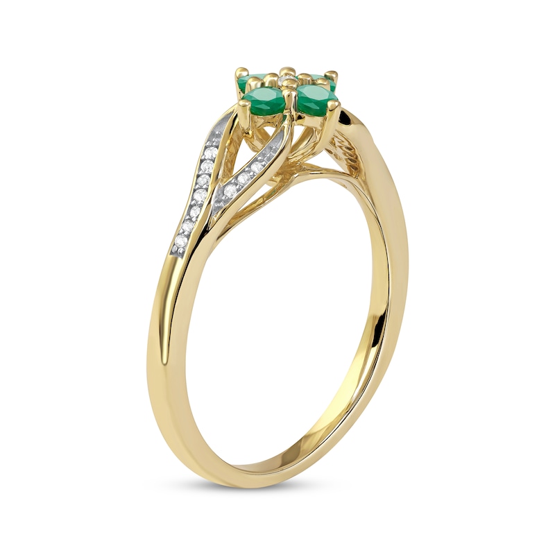 Emerald & Diamond Flower Ring 1/20 ct tw 10K Yellow Gold | Kay