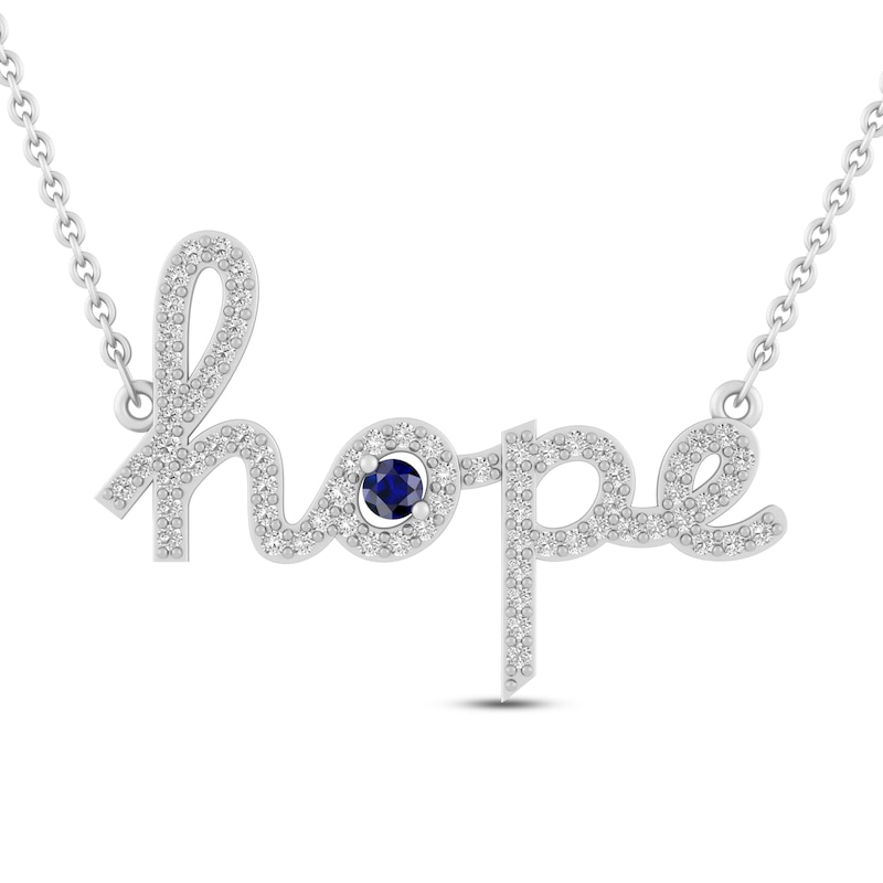 Blue & White Lab-Created Sapphire "Hope" Necklace Sterling Silver 18"