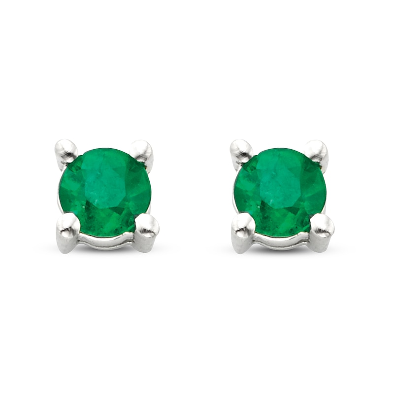 Certified Emerald Stud Earrings 14K White Gold