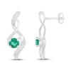 Thumbnail Image 2 of Lab-Created Emerald & Diamond Earrings 1/20 ct tw 10K White Gold