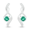 Thumbnail Image 3 of Lab-Created Emerald & Diamond Earrings 1/20 ct tw 10K White Gold