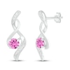 Thumbnail Image 1 of Pink Lab-Created Sapphire & Diamond Earrings 1/20 ct tw 10K White Gold