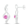 Thumbnail Image 2 of Pink Lab-Created Sapphire & Diamond Earrings 1/20 ct tw 10K White Gold