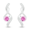 Thumbnail Image 3 of Pink Lab-Created Sapphire & Diamond Earrings 1/20 ct tw 10K White Gold