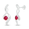 Lab-Created Ruby & Diamond Earrings 1/20 ct tw 10K White Gold