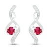 Thumbnail Image 3 of Lab-Created Ruby & Diamond Earrings 1/20 ct tw 10K White Gold
