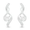 Thumbnail Image 3 of White Lab-Created Sapphire & Diamond Earrings 1/20 ct tw 10K White Gold