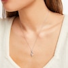 Thumbnail Image 2 of White Lab-Created Sapphire & Diamond Necklace 10K White Gold 18"