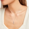 Thumbnail Image 3 of White Lab-Created Sapphire & Diamond Necklace 10K White Gold 18&quot;