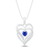 Thumbnail Image 0 of Blue Lab-Created Sapphire & Diamond Heart Necklace Sterling Silver 18"