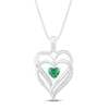Thumbnail Image 0 of Lab-Created Emerald & Diamond Heart Necklace Sterling Silver 18"