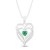 Thumbnail Image 1 of Lab-Created Emerald & Diamond Heart Necklace Sterling Silver 18&quot;
