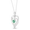 Thumbnail Image 1 of Lab-Created Emerald & Diamond Heart Necklace Sterling Silver 18"