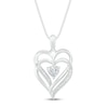 Thumbnail Image 0 of White Lab-Created Sapphire & Diamond Heart Necklace Sterling Silver 18"