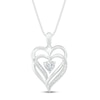Thumbnail Image 1 of White Lab-Created Sapphire & Diamond Heart Necklace Sterling Silver 18&quot;
