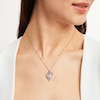 Thumbnail Image 2 of White Lab-Created Sapphire & Diamond Heart Necklace Sterling Silver 18&quot;