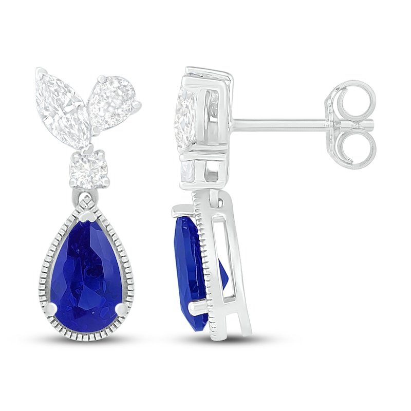 Main Image 2 of Blue & White Lab-Created Sapphire Earrings Sterling Silver