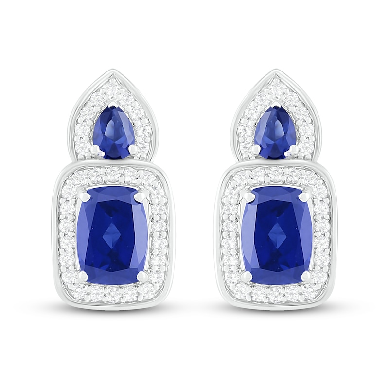 Blue & White Lab-Created Sapphire Earrings Sterling Silver | Kay