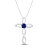 Thumbnail Image 1 of Blue & White Lab-Created Sapphire Cross Necklace Sterling Silver 18&quot;