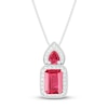 Thumbnail Image 1 of Lab-Created Ruby & White Lab-Created Sapphire Necklace Sterling Silver 18&quot;