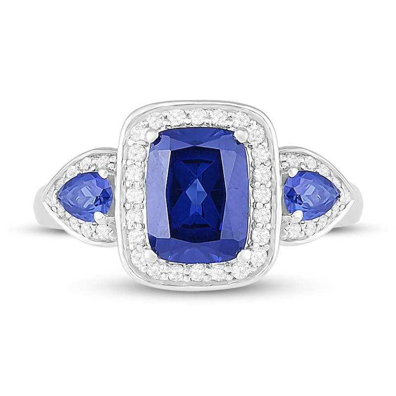 Main Image 2 of Blue & White Lab-Created Sapphire Ring Sterling Silver