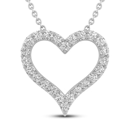 White Lab-Created Sapphire Heart Necklace Round-cut Sterling Silver 18"
