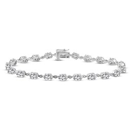 White Lab-Created Sapphire Bracelet Oval-cut Sterling Silver
