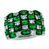 Thumbnail Image 0 of Lab-Created Emerald & White Lab-Created Sapphire Ring Sterling Silver
