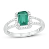 Thumbnail Image 1 of Lab-Created Emerald & Diamond Ring 1/15 ct tw 10K White Gold