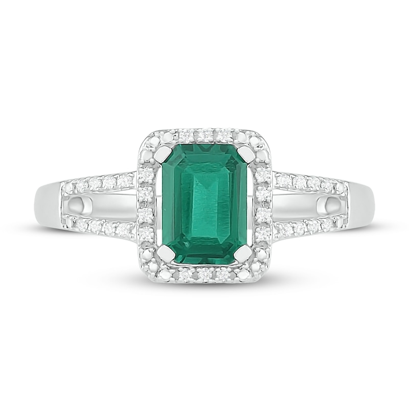 Lab-Created Emerald & Diamond Ring 1/15 ct tw 10K White Gold