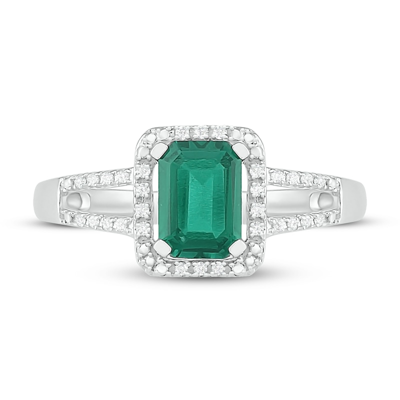 Main Image 2 of Lab-Created Emerald & Diamond Ring 1/15 ct tw 10K White Gold