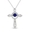 Thumbnail Image 1 of Unstoppable Love Blue & White Lab-Created Sapphire Cross Necklace Sterling Silver 18"