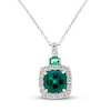 Thumbnail Image 1 of Lab-Created Emerald & White Lab-Created Sapphire Necklace Sterling Silver 18&quot;