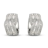 Thumbnail Image 1 of White Lab-Created Sapphire Hoop Earrings Baguette/Round-cut Sterling Silver