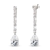 Thumbnail Image 1 of White Lab-Created Sapphire Drop Earrings Pear, Baguette & Round-cut Sterling Silver
