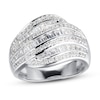 Thumbnail Image 1 of White Lab-Created Sapphire Ring Baguette/Round Sterling Silver