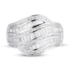 Thumbnail Image 2 of White Lab-Created Sapphire Ring Baguette/Round Sterling Silver