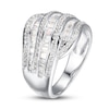 Thumbnail Image 3 of White Lab-Created Sapphire Ring Baguette/Round Sterling Silver