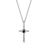 Thumbnail Image 0 of Blue Sapphire & Diamond Cross Necklace 1/20 ct tw 10K White Gold 18"