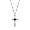 Thumbnail Image 0 of Blue Sapphire & Diamond Cross Necklace 1/20 ct tw 10K White Gold 18"