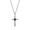 Thumbnail Image 0 of Blue Sapphire & Diamond Cross Necklace 1/20 ct tw 10K White Gold 18"