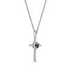 Thumbnail Image 1 of Blue Sapphire & Diamond Cross Necklace 1/20 ct tw 10K White Gold 18"