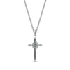 Thumbnail Image 2 of Blue Sapphire & Diamond Cross Necklace 1/20 ct tw 10K White Gold 18"