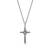 Thumbnail Image 2 of Blue Sapphire & Diamond Cross Necklace 1/20 ct tw 10K White Gold 18"