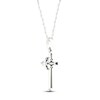 Thumbnail Image 3 of Blue Sapphire & Diamond Cross Necklace 1/20 ct tw 10K White Gold 18"