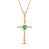 Thumbnail Image 0 of Emerald & Diamond Cross Necklace 1/20 ct tw 10K Yellow Gold 18"