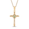 Thumbnail Image 2 of Emerald & Diamond Cross Necklace 1/20 ct tw 10K Yellow Gold 18"