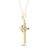 Thumbnail Image 3 of Emerald & Diamond Cross Necklace 1/20 ct tw 10K Yellow Gold 18"